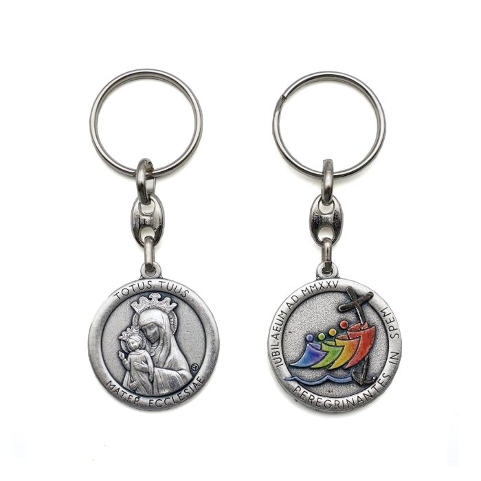 钥匙扣- 2025禧年-教会之母（Totus Tuus）-彩色-8.5cm Catholic religious art