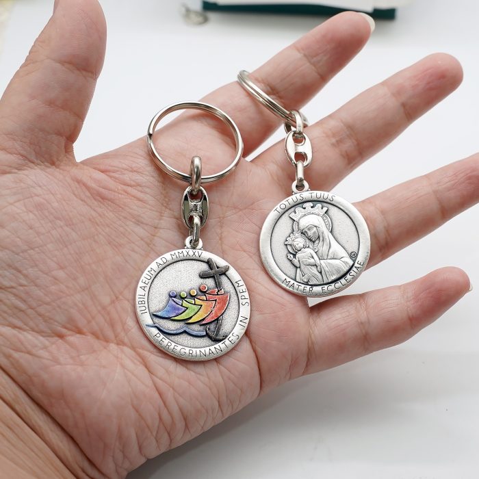 钥匙扣- 2025禧年-教会之母（Totus Tuus）-彩色-8.5cm Catholic religious art