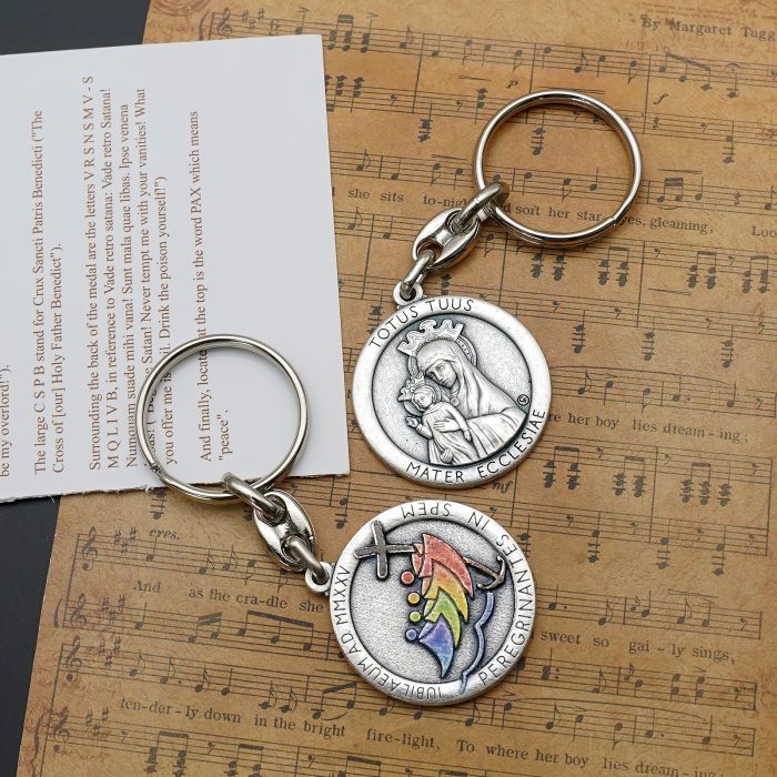 钥匙扣- 2025禧年-教会之母（Totus Tuus）-彩色-8.5cm Catholic religious art