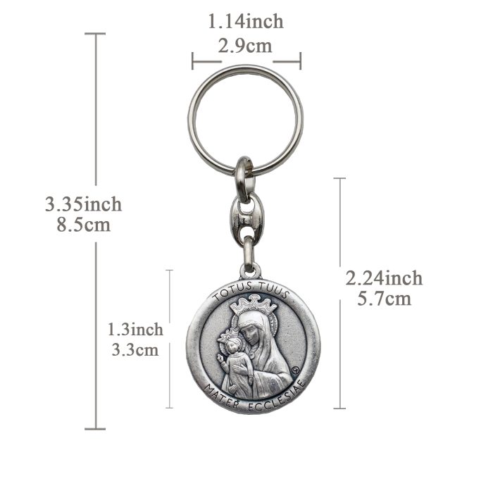 钥匙扣- 2025禧年-教会之母（Totus Tuus）-银色-8.5cm Catholic religious art