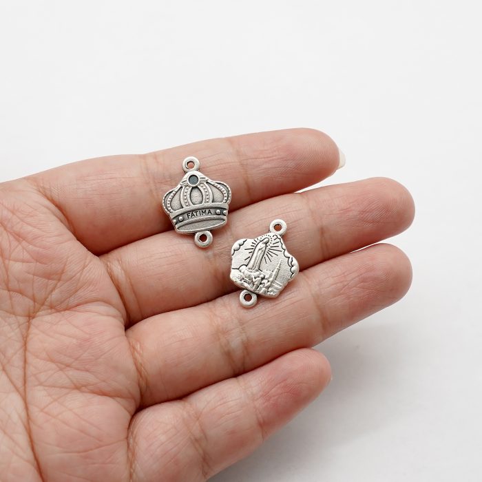 DIY双通-皇冠法蒂玛-锌合金-1.3x1.5cm Catholic religious art