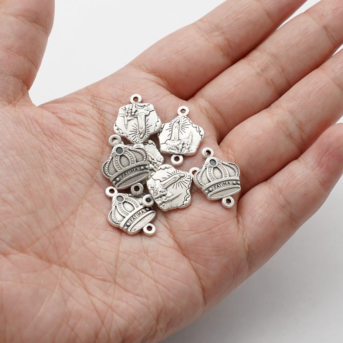 DIY双通-皇冠法蒂玛-锌合金-1.3x1.5cm Catholic religious art