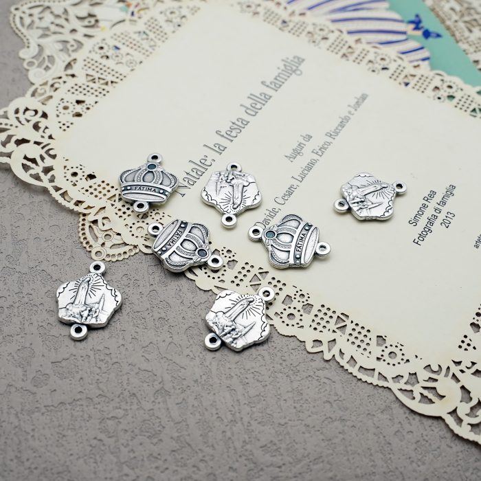 DIY双通-皇冠法蒂玛-锌合金-1.3x1.5cm Catholic religious art