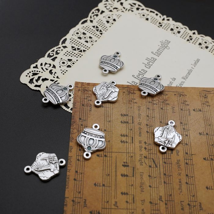 DIY双通-皇冠法蒂玛-锌合金-1.3x1.5cm Catholic religious art