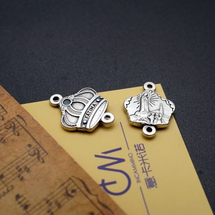 DIY双通-皇冠法蒂玛-锌合金-1.3x1.5cm Catholic religious art