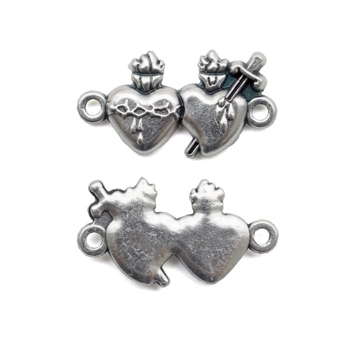 DIY双通-双圣心-锌合金-1.9x1.3cm Catholic religious art