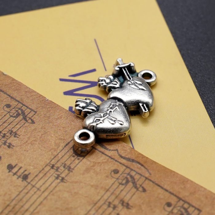 DIY双通-双圣心-锌合金-1.9x1.3cm Catholic religious art