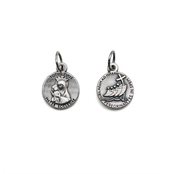 圣牌 - 教会之母（Totus Tuus） -禧年-银色-1.3cm Catholic religious art