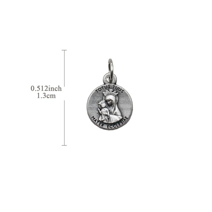 圣牌 - 教会之母（Totus Tuus） -禧年-银色彩色-1.3cm Catholic religious art
