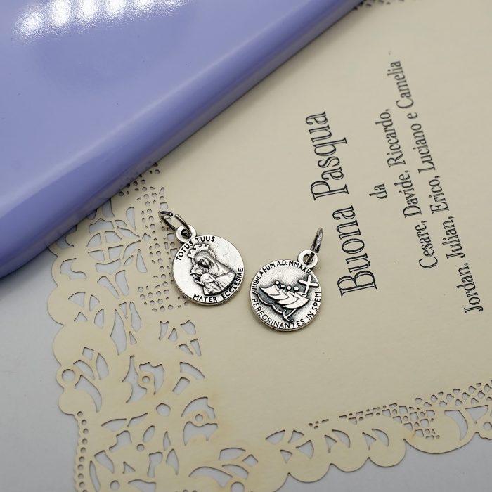 圣牌 - 教会之母（Totus Tuus） -禧年-银色-1.3cm Catholic religious art