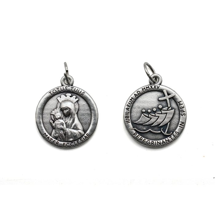 圣牌 - 教会之母（Totus Tuus） -禧年-银色-1.9cm Catholic religious art