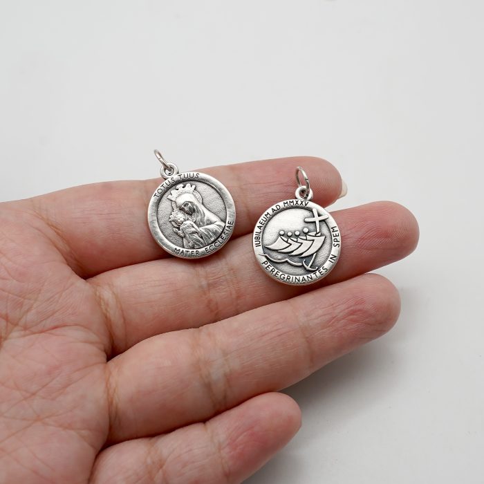 圣牌 - 教会之母（Totus Tuus） -禧年-银色-1.9cm Catholic religious art