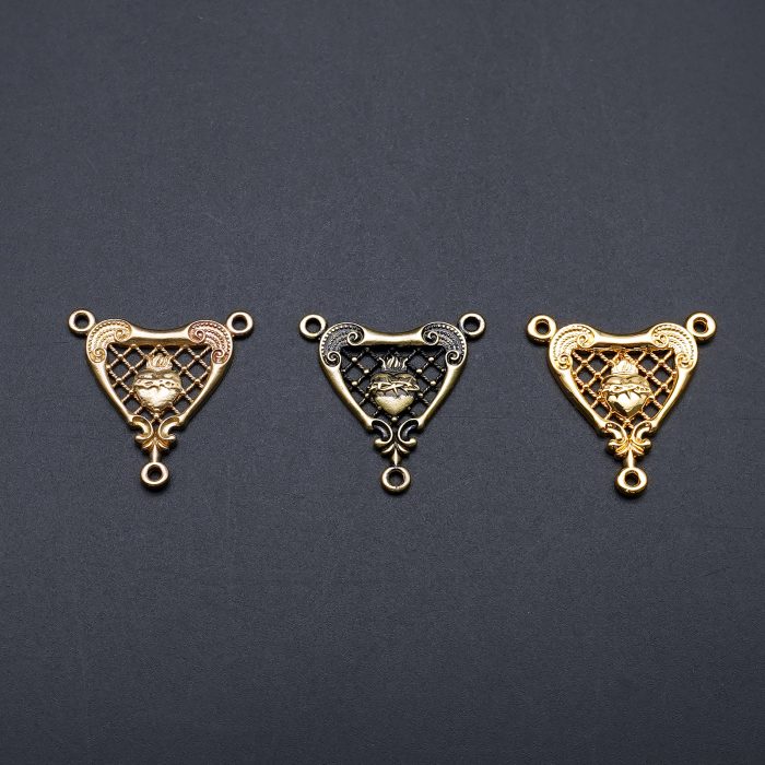 DIY三通-复古镂空圣心-黄铜-1.8cm Catholic religious art