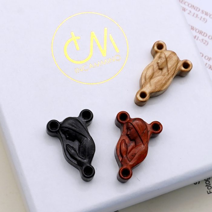 DIY三通-圣母-紫檀黑檀橄榄木-1.6x0.9cm Catholic religious art