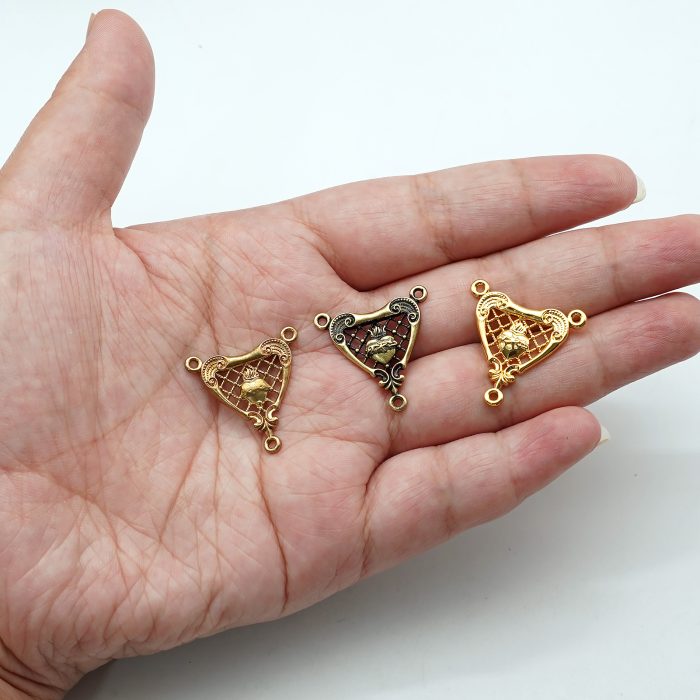 DIY三通-复古镂空圣心-黄铜-1.8cm Catholic religious art