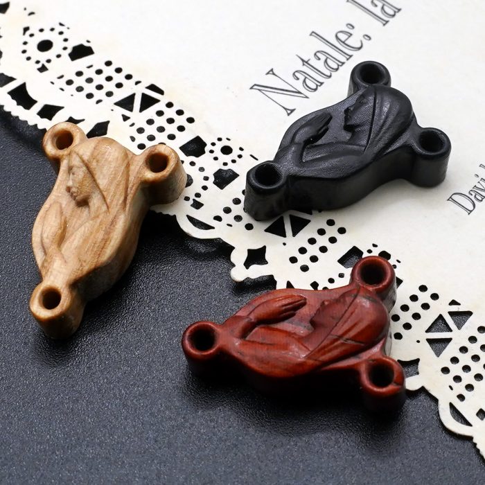 DIY三通-圣母-紫檀黑檀橄榄木-1.6x0.9cm Catholic religious art