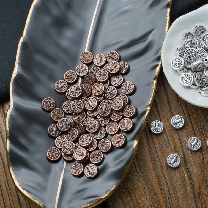 DIY珠子-圣本笃-圆形-锌合金-红铜色-9mm-10颗/包 Catholic religious art