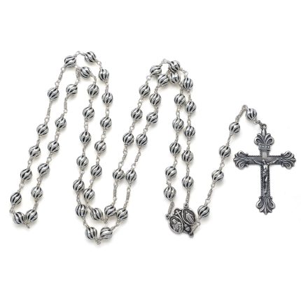 玫瑰念珠-圣衣圣母-925银-7mm银珠 银念珠送念珠包