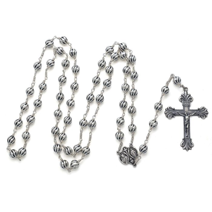 玫瑰念珠-圣衣圣母-925银-7mm银珠 银念珠送念珠包 Catholic religious art