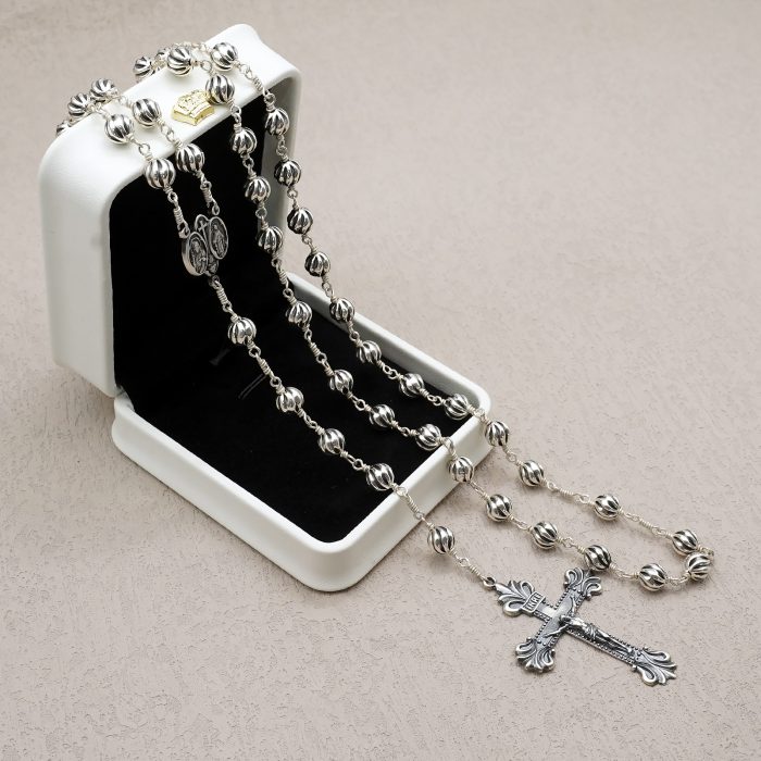 玫瑰念珠-圣衣圣母-925银-7mm银珠 银念珠送念珠包 Catholic religious art