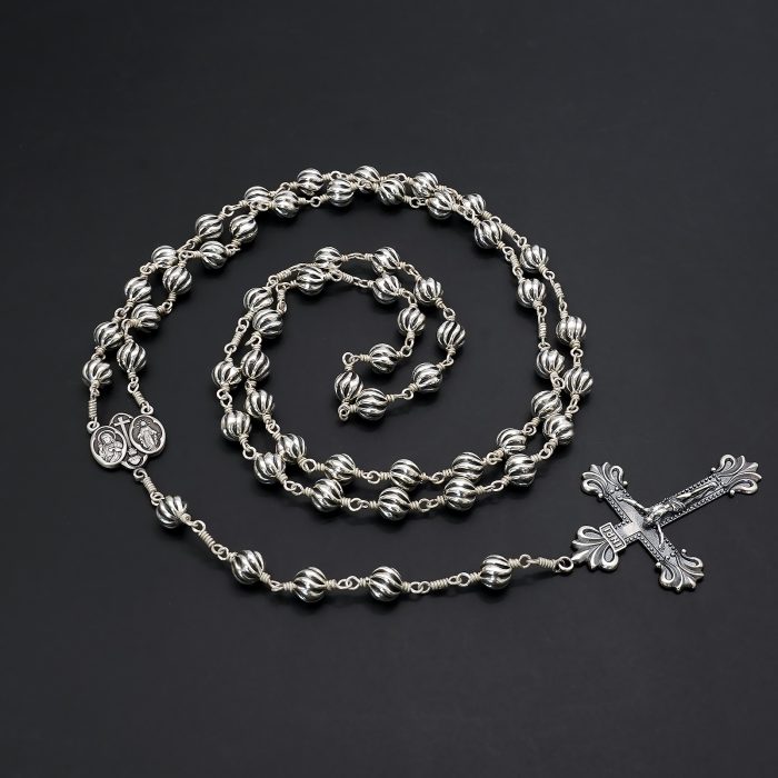 玫瑰念珠-圣衣圣母-925银-7mm银珠 银念珠送念珠包 Catholic religious art