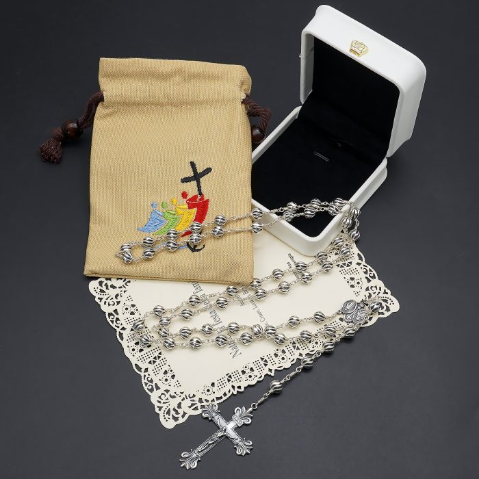 玫瑰念珠-圣衣圣母-925银-7mm银珠 银念珠送念珠包 Catholic religious art