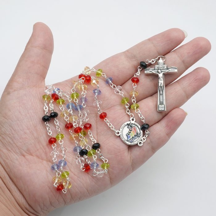 玫瑰念珠-2025禧年-教会之母-圣伯多禄广场-4x6mm水晶珠送禧年念珠包 Catholic religious art