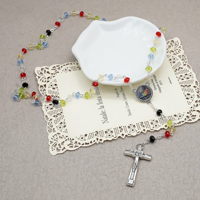 玫瑰念珠-2025禧年-教会之母-圣伯多禄广场-4x6mm水晶珠送禧年念珠包 Catholic religious art