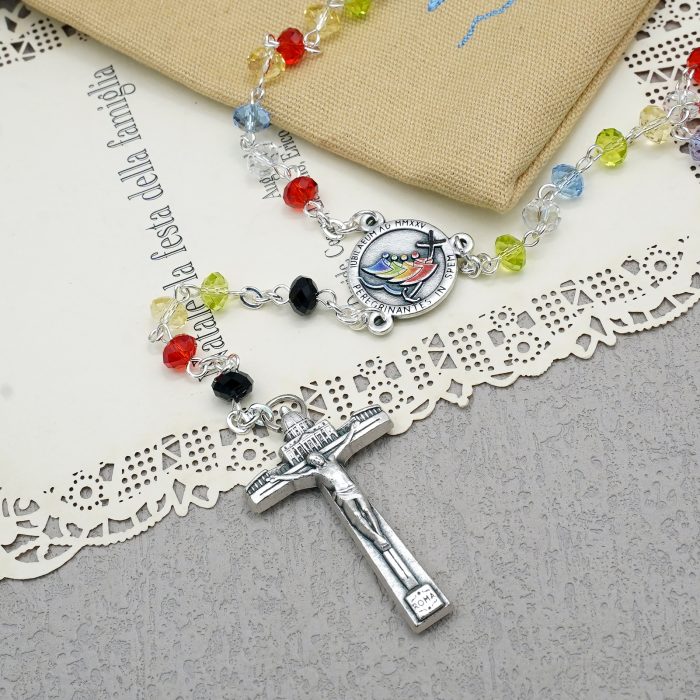 玫瑰念珠-2025禧年-教会之母-圣伯多禄广场-4x6mm水晶珠送禧年念珠包 Catholic religious art