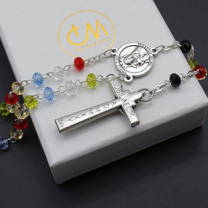 玫瑰念珠-2025禧年-教会之母-圣伯多禄广场-4x6mm水晶珠送禧年念珠包 Catholic religious art