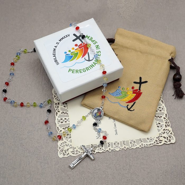 玫瑰念珠-2025禧年-教会之母-圣伯多禄广场-4x6mm水晶珠送禧年念珠包 Catholic religious art