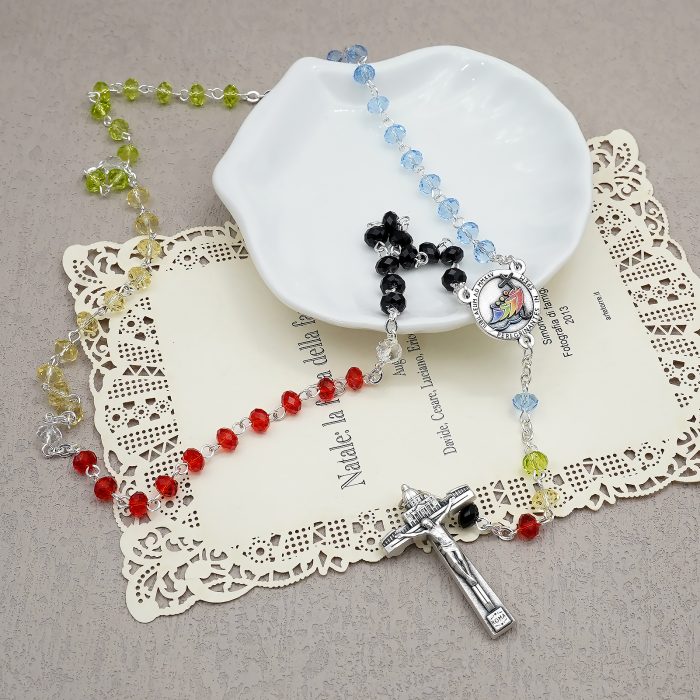 玫瑰念珠-2025禧年-教会之母-圣伯多禄广场-4x6mm水晶珠送禧年念珠包 Catholic religious art