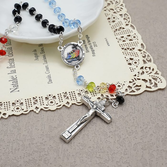 玫瑰念珠-2025禧年-教会之母-圣伯多禄广场-4x6mm水晶珠送禧年念珠包 Catholic religious art