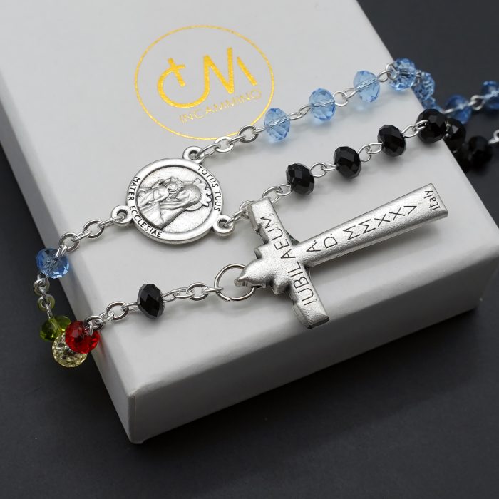 玫瑰念珠-2025禧年-教会之母-圣伯多禄广场-4x6mm水晶珠送禧年念珠包 Catholic religious art