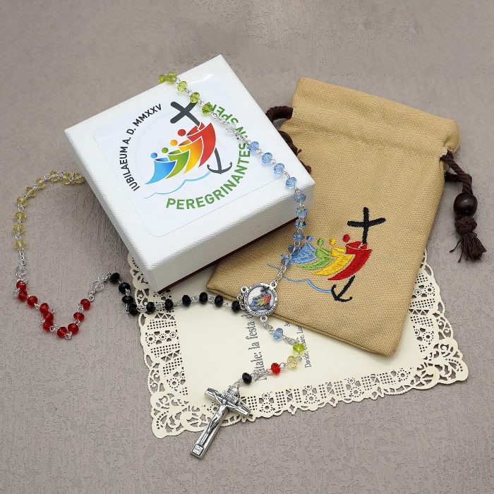 玫瑰念珠-2025禧年-教会之母-圣伯多禄广场-4x6mm水晶珠送禧年念珠包 Catholic religious art