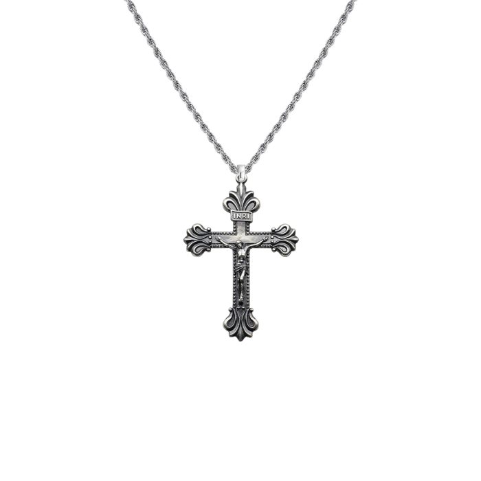 DIY十字架-复古十字架-925银做旧-4.8x3.4cm Catholic religious art