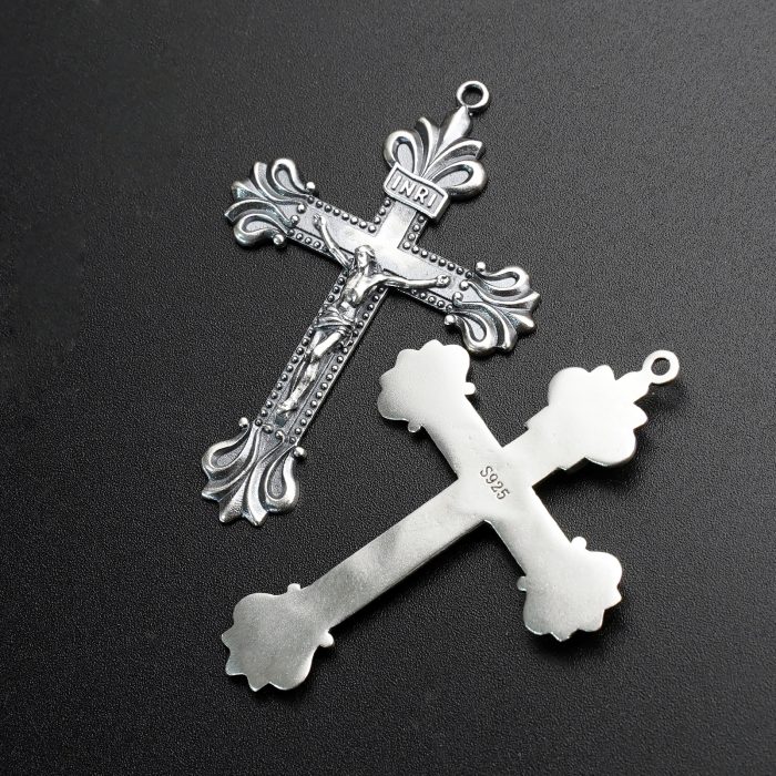 DIY十字架-复古十字架-925银做旧-4.8x3.4cm Catholic religious art