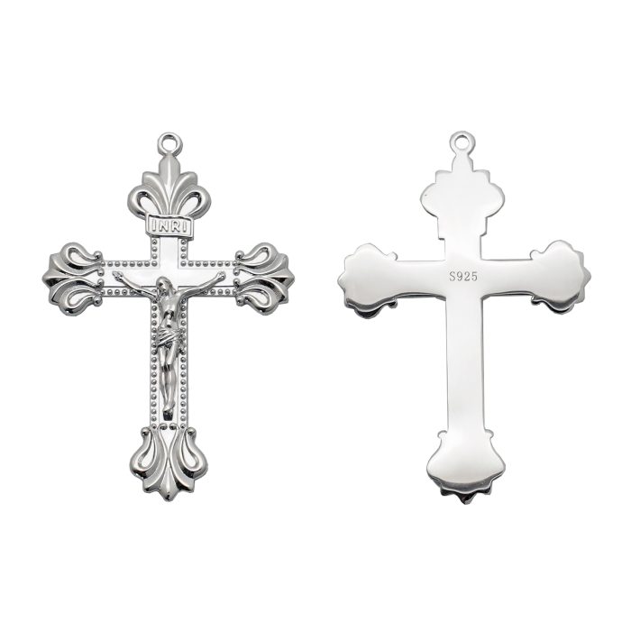 DIY十字架-复古十字架-925银亮白-4.8x3.4cm(不含链子) Catholic religious art