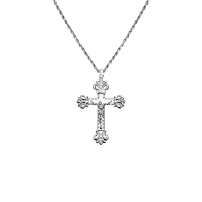 DIY十字架-复古十字架-925银亮白-4.8x3.4cm(不含链子) Catholic religious art