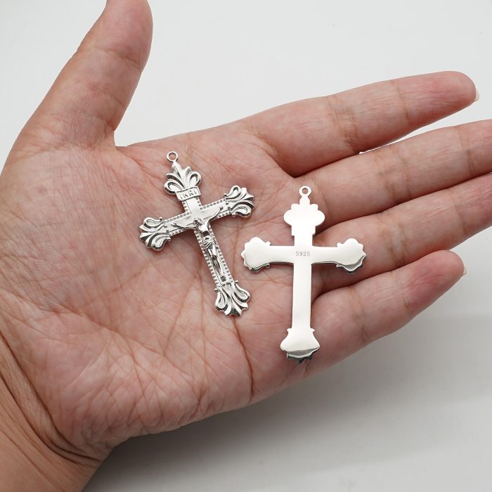 DIY十字架-复古十字架-925银亮白-4.8x3.4cm(不含链子) Catholic religious art