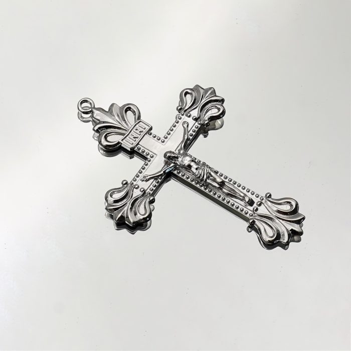 DIY十字架-复古十字架-925银亮白-4.8x3.4cm(不含链子) Catholic religious art