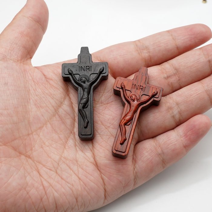 DIY十字架-黑檀紫檀橄榄木-4.5x2.4cm Catholic religious art
