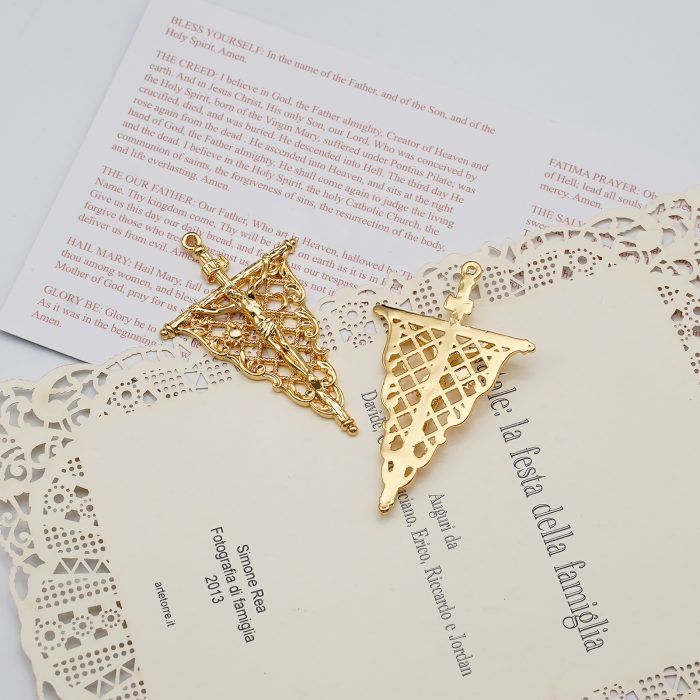 DIY十字架-复古镂空-黄铜-4.1x3.1cm Catholic religious art