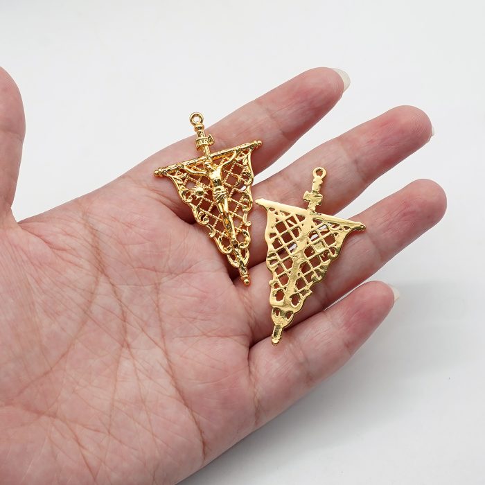 DIY十字架-复古镂空-黄铜-4.1x3.1cm Catholic religious art