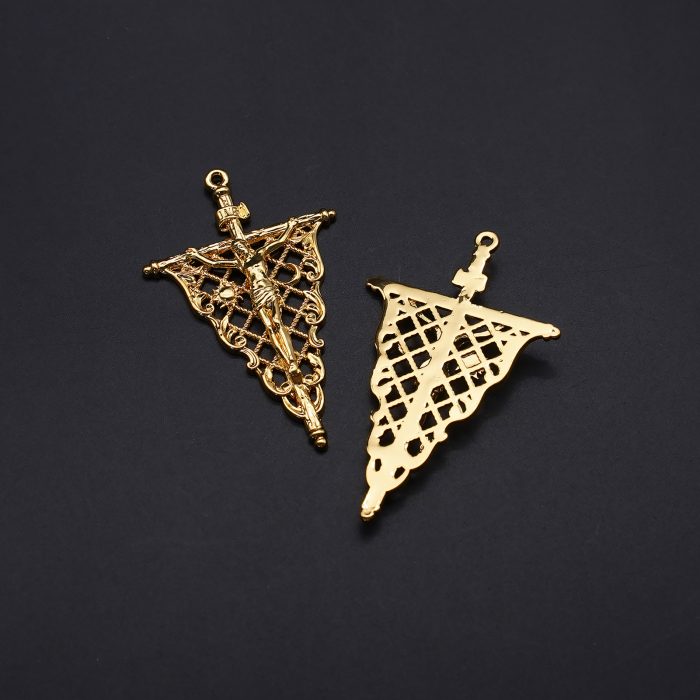 DIY十字架-复古镂空-黄铜-4.1x3.1cm Catholic religious art