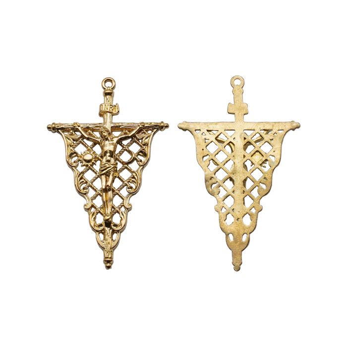 DIY十字架-复古镂空-黄铜-4.1x3.1cm Catholic religious art