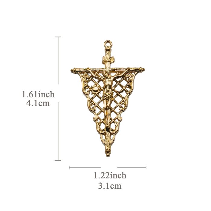 DIY十字架-复古镂空-黄铜-4.1x3.1cm Catholic religious art