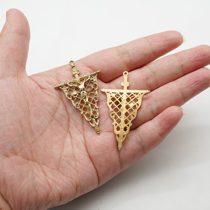 DIY十字架-复古镂空-黄铜-4.1x3.1cm Catholic religious art