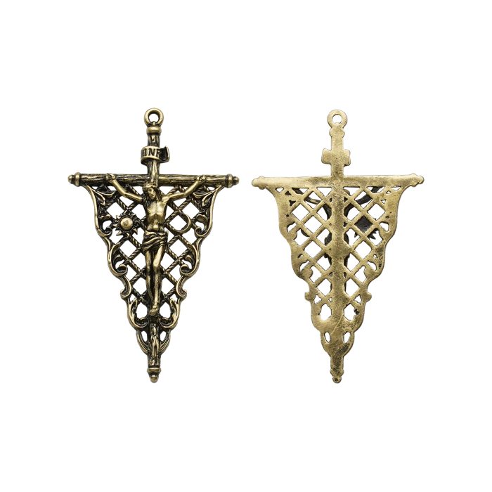 DIY十字架-复古镂空-黄铜-4.1x3.1cm Catholic religious art