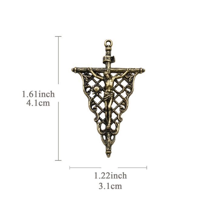 DIY十字架-复古镂空-黄铜-4.1x3.1cm Catholic religious art